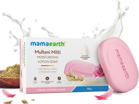 Mamaearth Multani Mitti Moisturizing Lotion Soap with Bulgarian Rose - Single Pack - Image 2