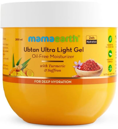Mamaearth Ubtan Ultra Light Gel Oil-Free Face Moisturizer with Turmeric & Saffron, 200ml