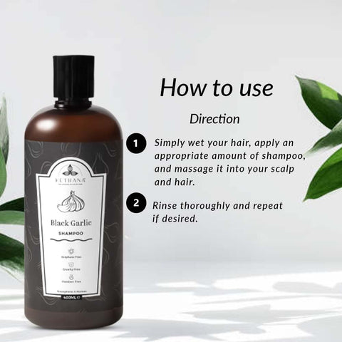 Kethana Black Garlic Shampoo Strengthens and Restores| sulphate and paraben free Anti oxidants Net Volume 400 ml|