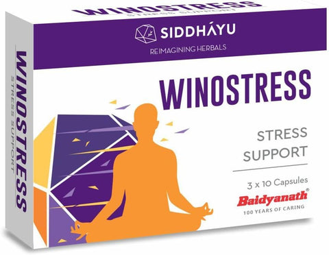 Siddhayu Winostress Capsules - Herbal Adaptogenic Formula, 30 Pack