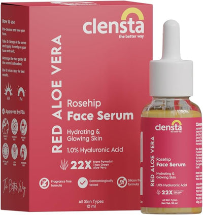Clensta Red Aloe Vera Rosehip Oil & 1% Hyaluronic Acid Face Serum - 10ml