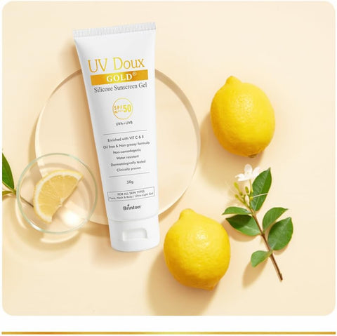 Brinton UV Doux Gold Silicone Sunscreen Gel SPF 50 PA+++ with Vitamin C & E, 50g - Image 8