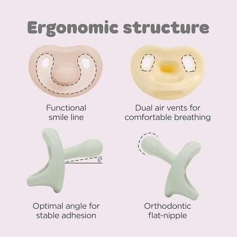 Moyuum All-Silicone Macaron Pacifier with Protective Stage 3 (6 months and older) Case Sage