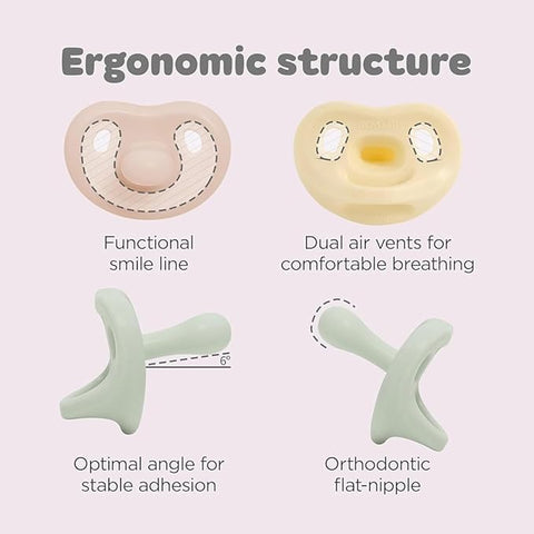 Moyuum All-Silicone Macaron Pacifier with Protective Stage 1 (Up to 3 Months) Case Mango