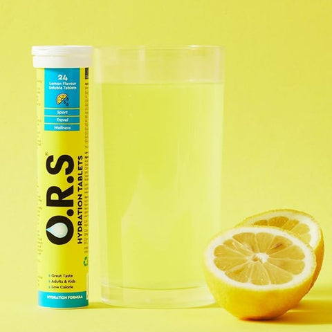 O.R.S Hydration Tablets with Electrolytes Natural Lemon Flavour 96 Tablets (Pack of 4 x 24)