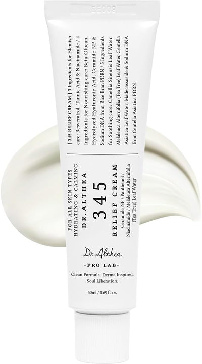 Dr.Althea 345 Relief Cream - Soothing Vegan Moisturizer with Niacinamide & PDRN, 50ml