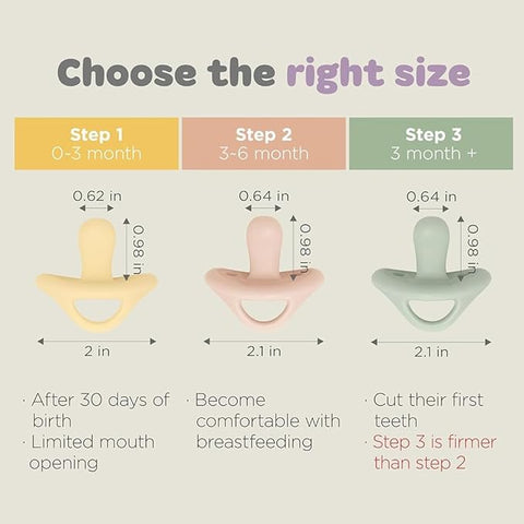 Moyuum All-Silicone Macaron Pacifier with Protective Stage 1 (Up to 3 Months) Case Mango