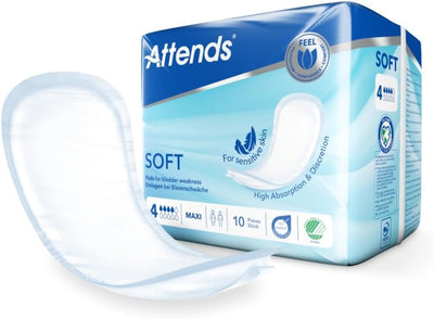 Attends Soft 4 Super Pads - Discreet Bladder Protection - 12 x 10