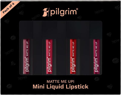 Pilgrim Matte Mini Liquid Lipstick Pack - Hydrating, Smudgeproof, 4 ml