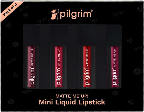 Pilgrim Matte Mini Liquid Lipstick Pack - Hydrating, Smudgeproof, 4 ml