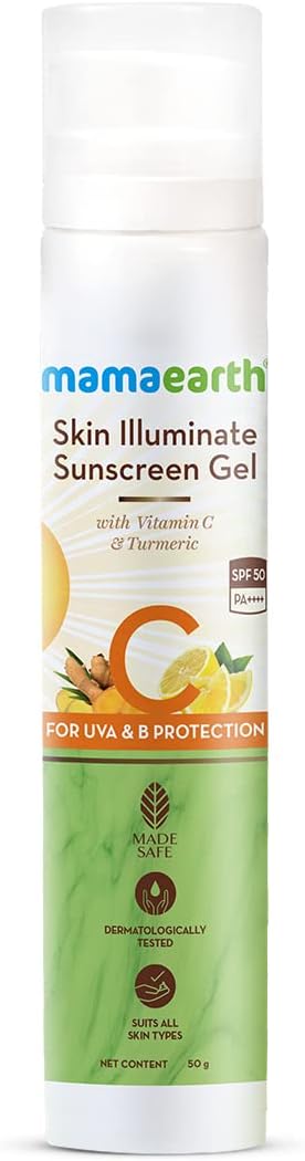 Mamaearth Skin Illuminate Sunscreen Gel with Turmeric, Aloe Vera & Vitamin C - SPF 50, 50g