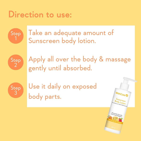 WishCare Sunscreen Body Lotion SPF 50 Broad Spectrum - PA+++ UVA & UVB Protection - No White Cast