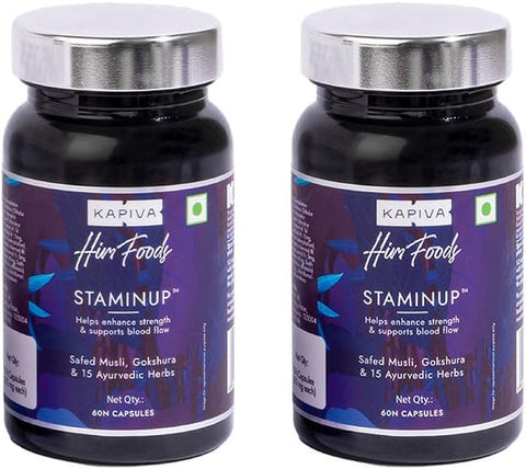 Kapiva StaminUP Capsules - Ayurvedic Formula with Safed Musli & Gokshura, 60 Capsules Pack of 2