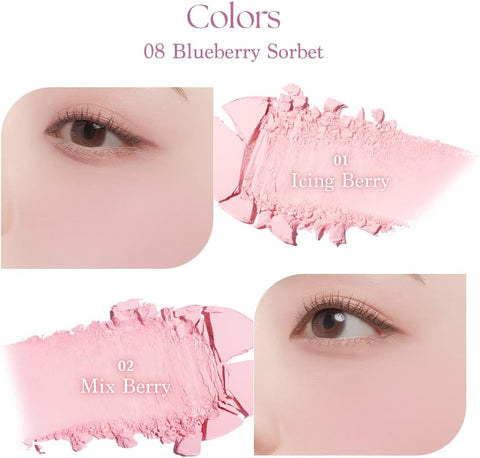 Dasique Blending Mood Cheek Palette - Blueberry Sorbet, Vegan, 4 Shades - Image 4