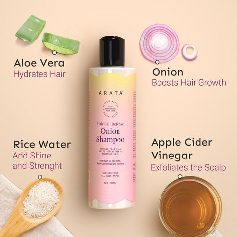 Arata Onion Shampoo - Hair Fall Defense, Natural Ingredients, 200 ml - Image 4