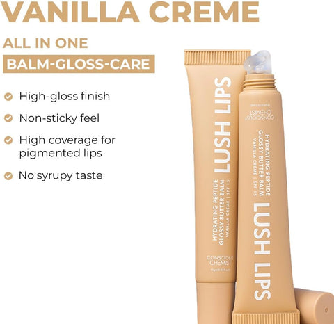 Conscious Chemist Peptide Lip Balm with SPF 15 - Vanilla Creme, 15g - Image 2