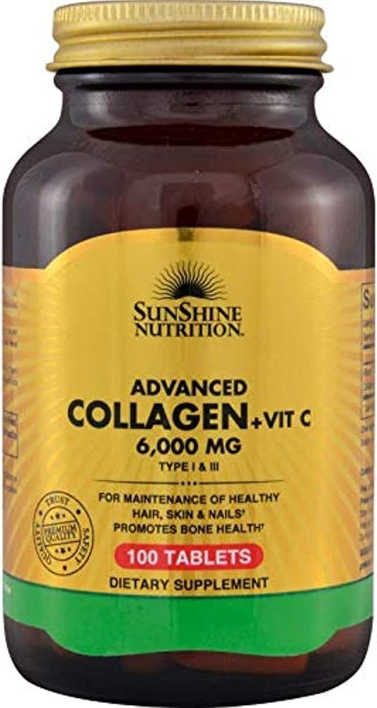 Sunshine Nutrition Advanced Collagen + Vitamin C - Tablets - 100 Count
