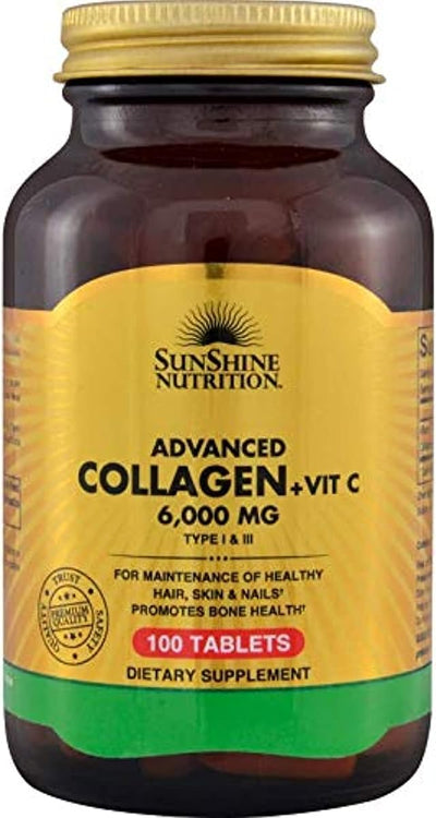 Sunshine Nutrition Advanced Collagen + Vitamin C - Tablets - 100 Count
