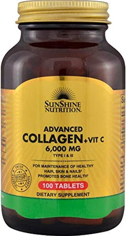 Sunshine Nutrition Advanced Collagen + Vitamin C - Tablets - 100 Count