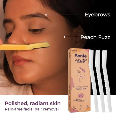 Sanfe Glide Face Razor - Stainless Steel Blade, Pain-Free Facial Hair Removal, 3 Units - Image 2
