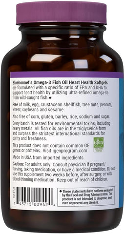 BlueBonnet Nutrition Omega-3 Heart Formula - DHA 600 mg EPA 800 mg, 60 Softgels - Image 3