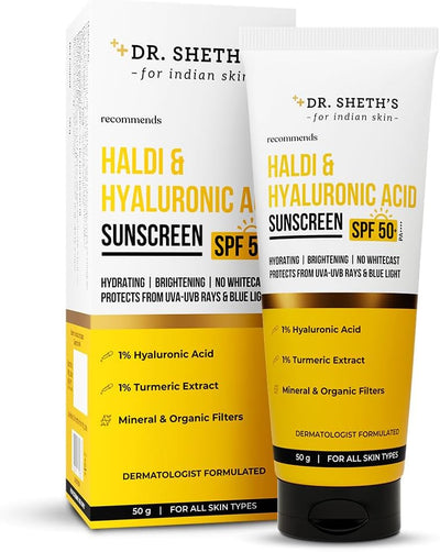 Dr. Sheth's SPF 50 PA++++ Haldi & Hyaluronic Acid Sunscreen - 50g