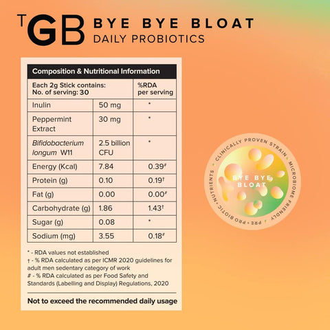 The Good Bug Bye Bye Bloat Stick - Probiotic Prebiotic Synbiotic Supplement, 2.5 Billion CFU, 30-Day Pack - Image 6
