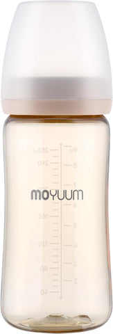 Moyuum PPSU All-in-One Feeding Baby Bottle with Nipple 270ml (+3 months) - Anti Colic, BPA Free & Easy Clean Wide-Neck Non-Tip Stable Base - Dear Dear Edition - Mint