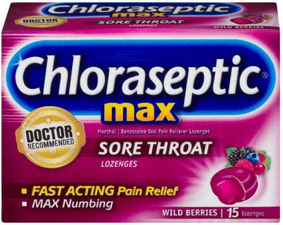 Chloraseptic Max Sore Throat Lozenges - Wild Berries, 18 Count