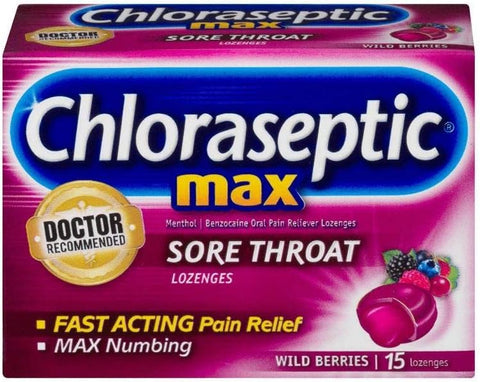 Chloraseptic Max Sore Throat Lozenges - Wild Berries, 18 Count