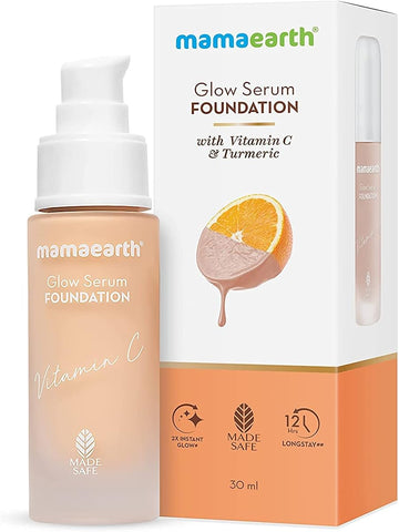 Mamaearth Glow Serum Foundation - Vitamin C & Turmeric - 01 Ivory Glow, 30ml - Image 5