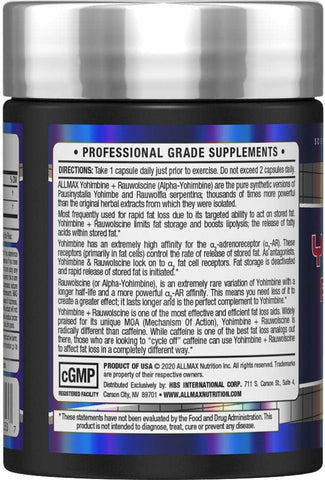 Allmax Nutrition Yohimbine HCl + Rauwolscine Capsules - 60 Count, 3.0mg - Image 2