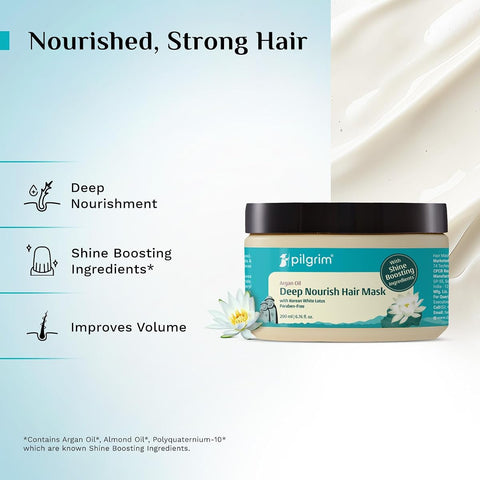 Pilgrim Argan Oil Hair Mask with White Lotus & Camellia - 200ml - Image 3