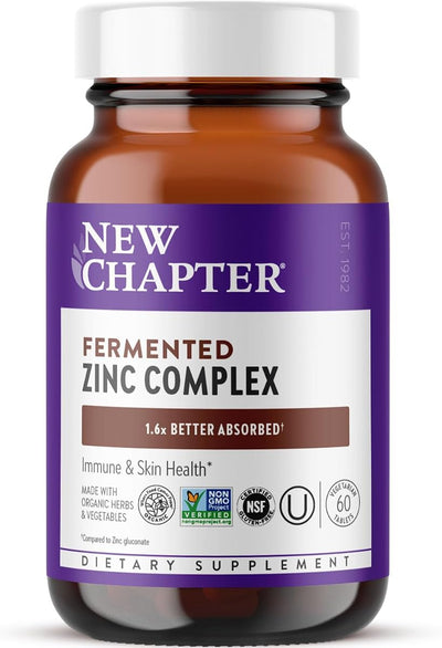 New Chapter Fermented Zinc Complex Capsules - Immune & Skin Support - 60 Count