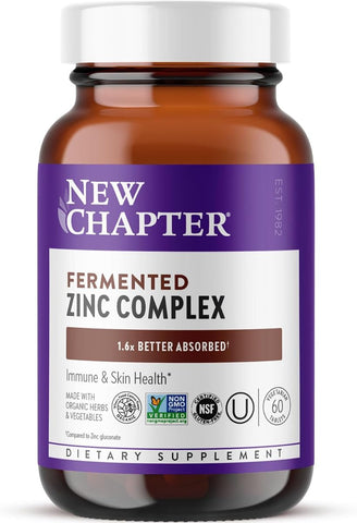 New Chapter Fermented Zinc Complex Capsules - Immune & Skin Support - 60 Count