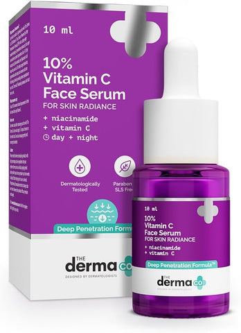 The Derma Co Vitamin C Face Serum - 10% with Niacinamide & Hyaluronic Acid, 10ml