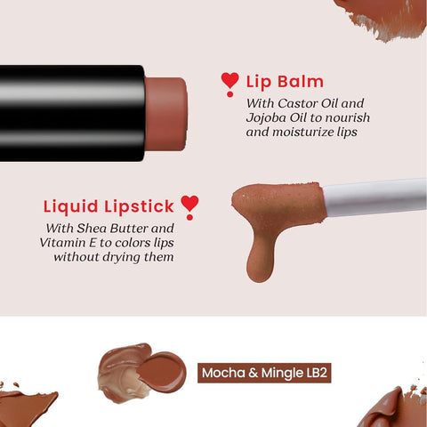 Color Cupid Lip Balm + Liquid Lipstick Mochamingle LB2 - Dual-End Hydration and Colour - Image 3