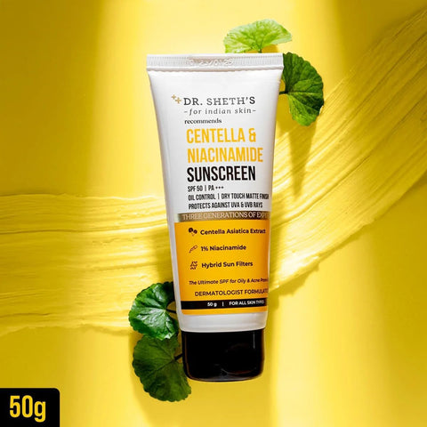 Dr. Sheth's Centella & Niacinamide Oil & Acne Control Sunscreen SPF 50, 50g - Image 2