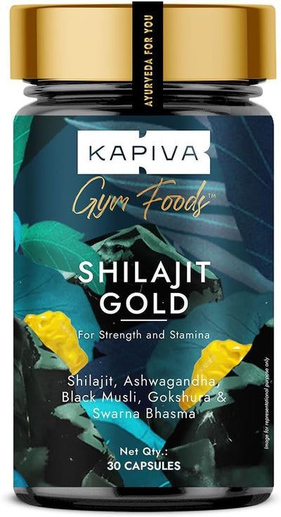 Kapiva Shilajit Gold Capsules with 24 Carat Gold - 30 Count