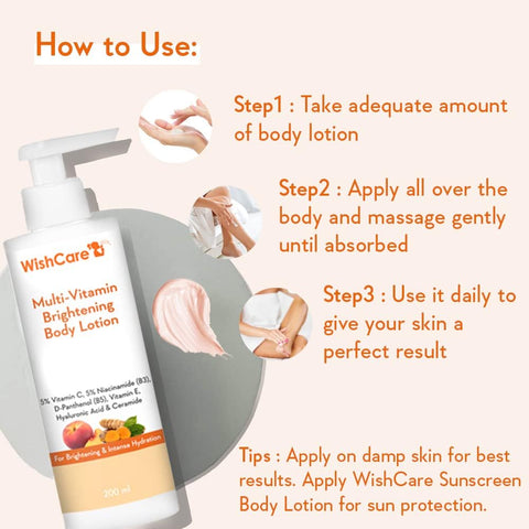 WishCare Multi-Vitamin Brightening Body Lotion - 5% Vitamin C & Niacinamide, 200ml - Image 6