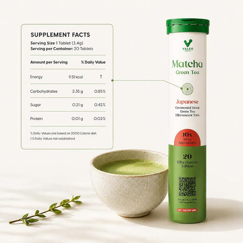 Valeo Matcha Green Tea Effervescent Tablets - Organic, Gluten-Free - 20 Pack - Image 7
