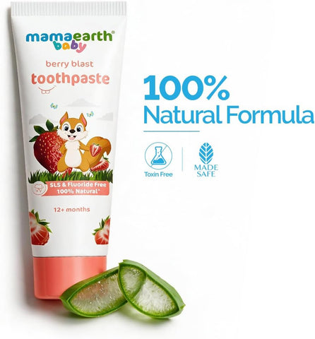 Mamaearth 100% Natural Kids Toothpaste - Berry Blast with Aloe Vera & Xylitol, 50g - Image 2