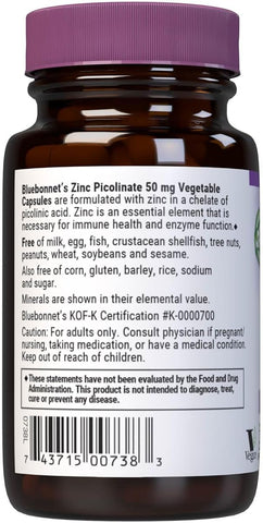 BlueBonnet Zinc Picolinate 50mg - Immune & Prostate Support - 50 Capsules - Image 3