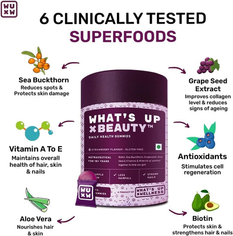 What's Up Wellness Beauty Gummies - Biotin & Superfoods Blend - 30 Gummies - Image 7