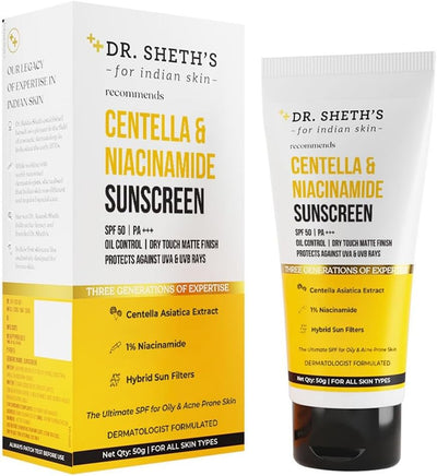 Dr. Sheth's Centella & Niacinamide Oil & Acne Control Sunscreen SPF 50, 50g
