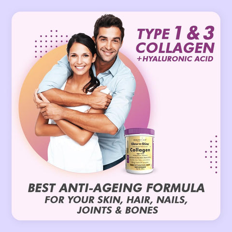 HealthyHey Collagen Gold Series Powder with Hyaluronic Acid, Biotin & Vitamin C - 200g - Image 3