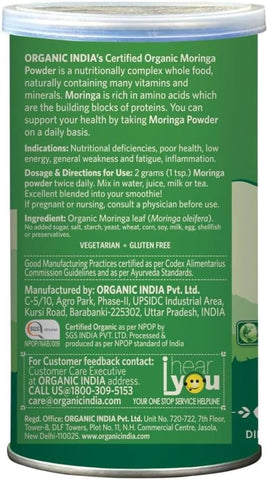 ORGANIC INDIA Moringa Powder - Herbal & Ayurvedic Supplement, 100g - Image 3