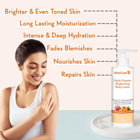 WishCare Multi-Vitamin Brightening Body Lotion - 5% Vitamin C & Niacinamide, 200ml - Image 3