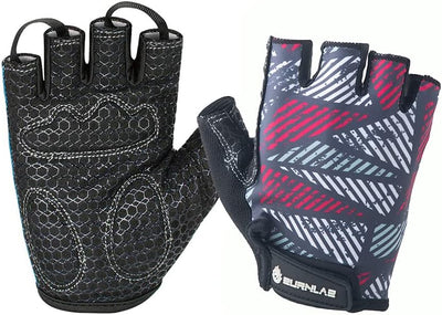 Burnlab Flex Gym Gloves - Spandex, Gel Padding, Small, White & Pink