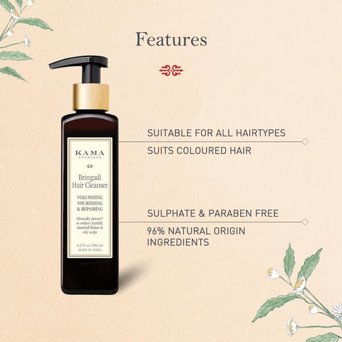 Kama Ayurveda Bringadi Hair Cleanser - Sulphate-Free, Ayurvedic Formula - 200ml - Image 5